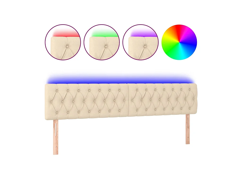 Tête de lit à LED Crème 180x7x78/88 cm Tissu POI89768 BonneVie Meuble