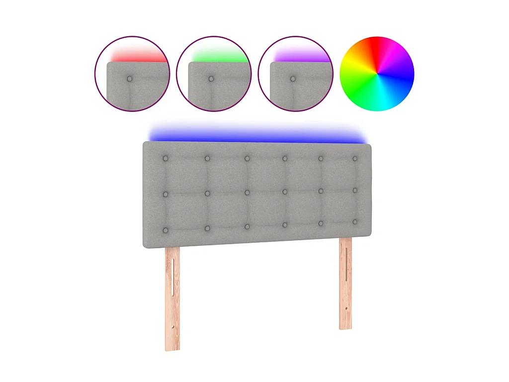 Tête de lit à LED Gris clair 90x5x78/88 cm Tissu POI39337 BonneVie Meuble
