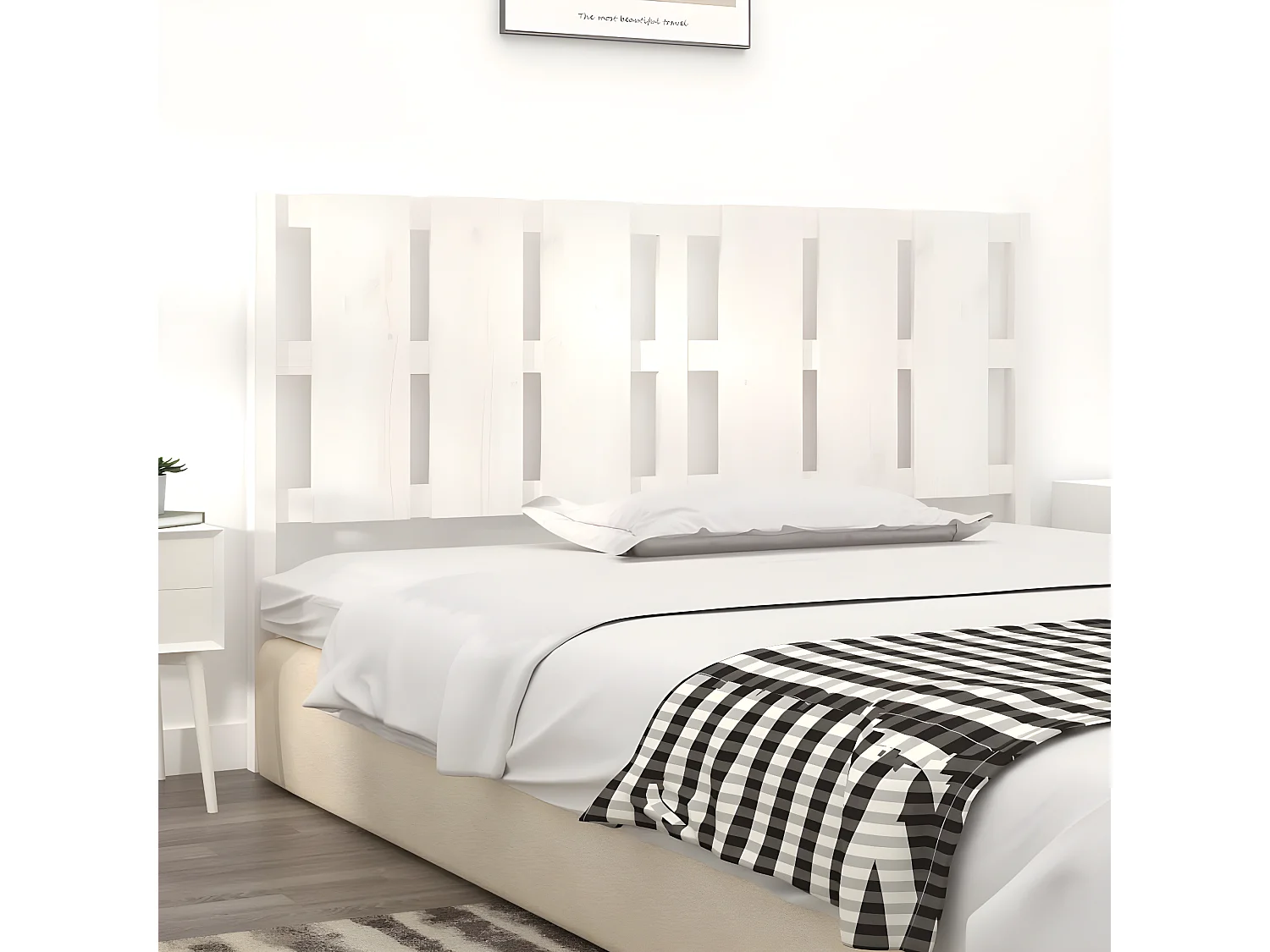 Cabecero de cama madera maciza de pino blanco 165,5x4x100 cm ES99575