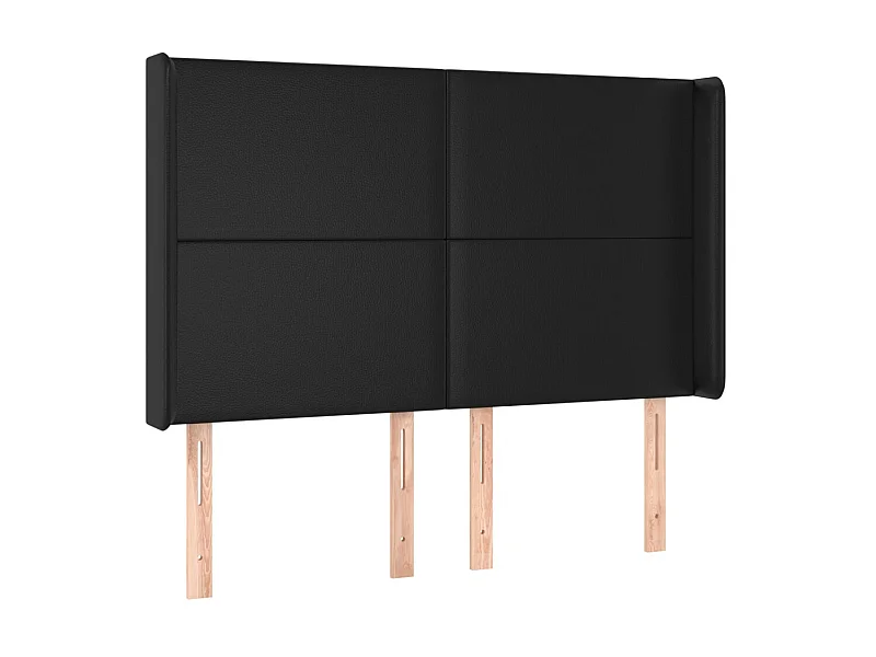 Tête de lit avec oreilles Noir 147x16x118/128 cm Similicuir POI24060 BonneVie Meuble