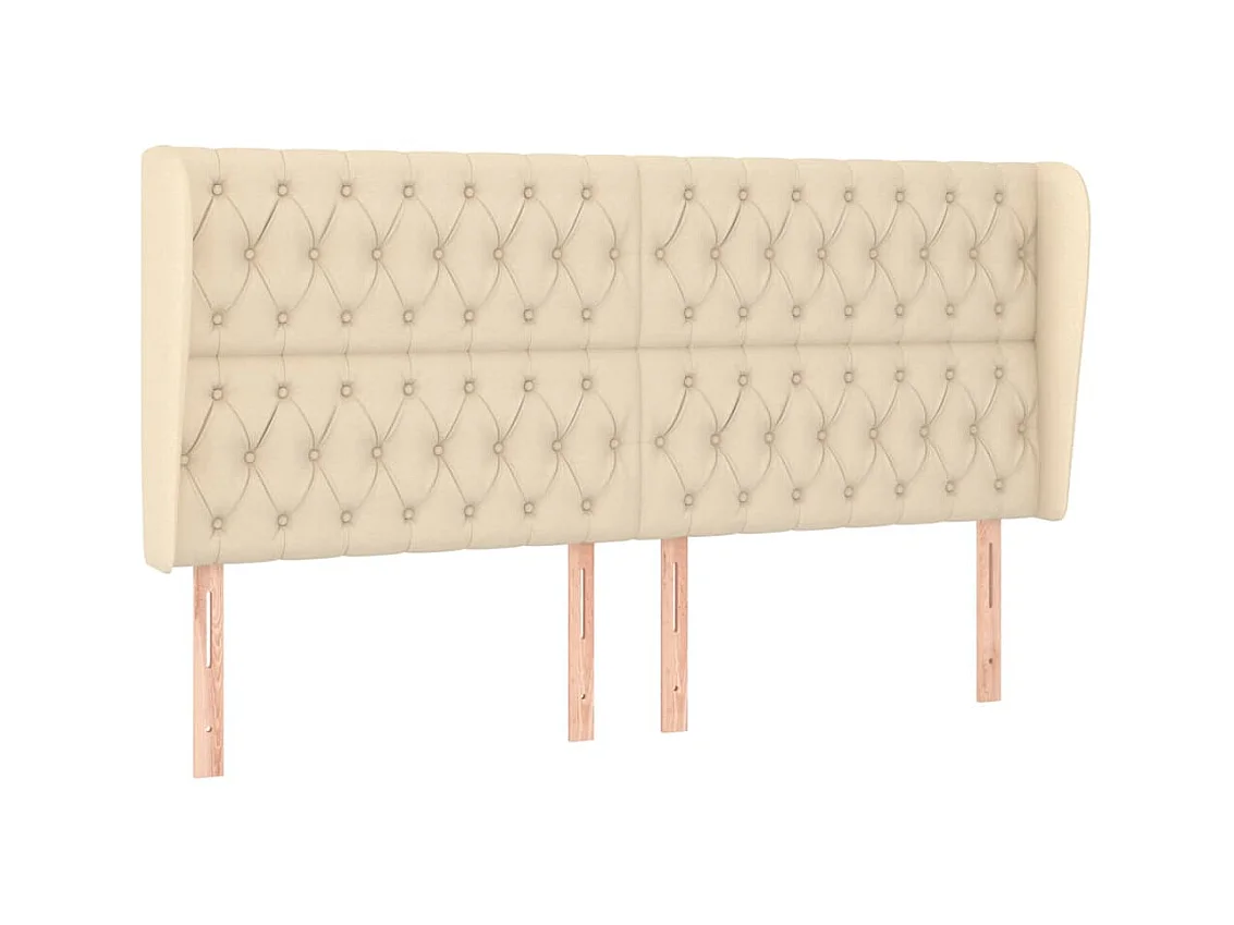 Testiera | Testata del letto ad Orecchio Crema 203x23x118/128 cm in Tessuto