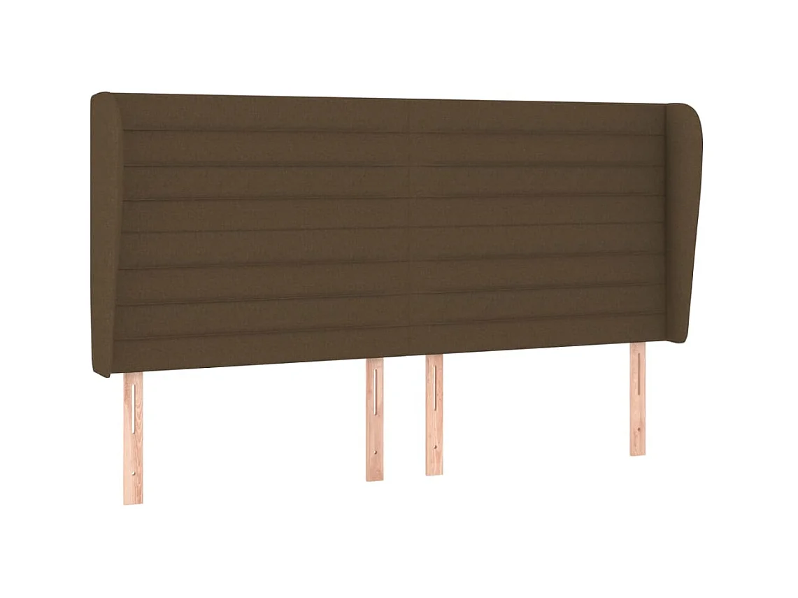Tête de lit avec oreilles Marron foncé 203x23x118/128 cm Tissu POI10563 BonneVie Meuble