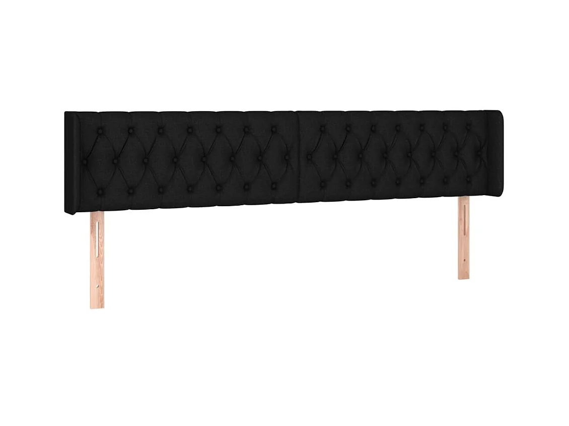 Testiera | Testata del letto ad Orecchio Nera 183x16x78/88 cm in Tessuto