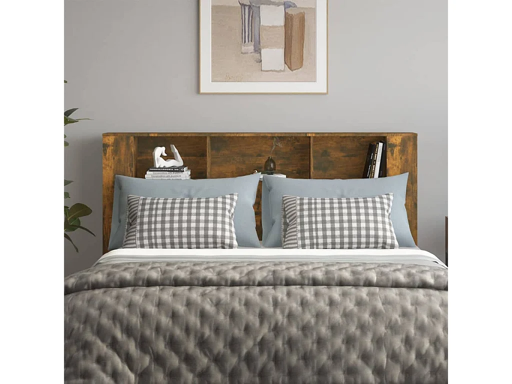 Armoire de tête de lit Chêne fumé 180x18,5x104,5 cm POI41544 BonneVie Meuble