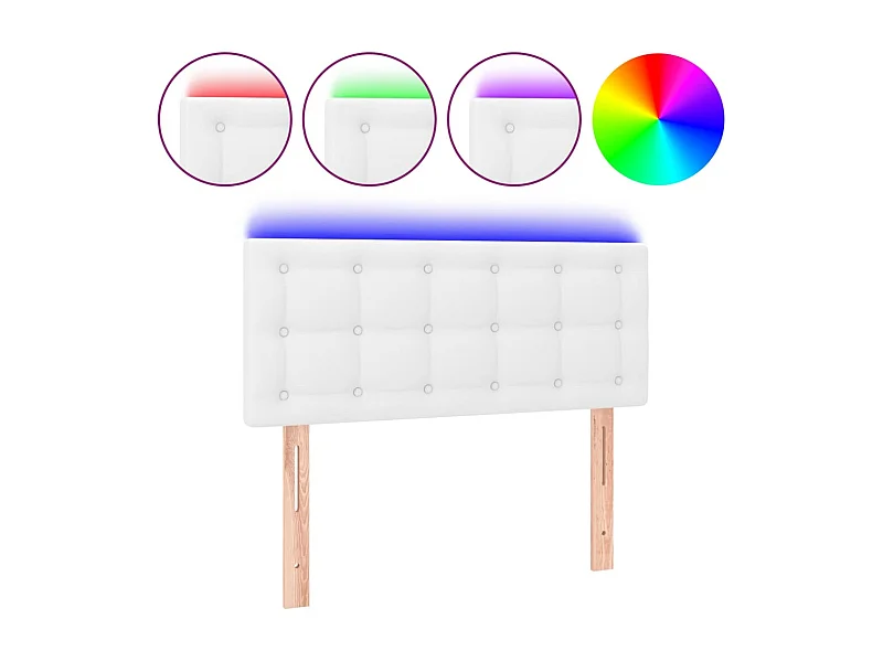 Cabeceira de cama c/ LED couro artificial 80x5x78/88 cm branco PT743110