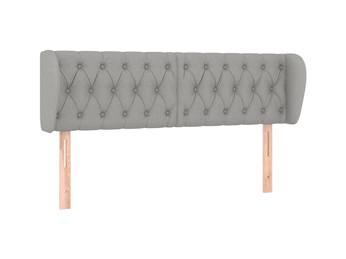 Testiera | Testata del letto ad Orecchio Grigio Chiaro 163x23x78/88 cm in Tessuto