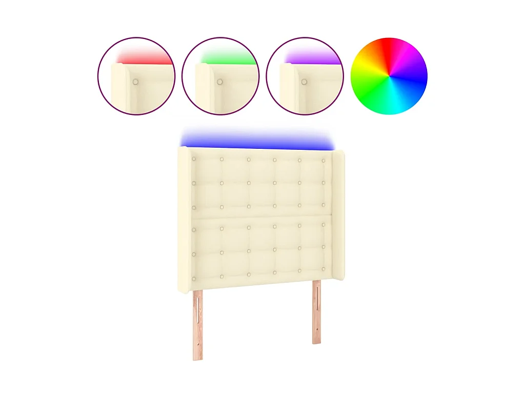Tête de lit à LED Crème 93x16x118/128 cm Similicuir POI33925 BonneVie Meuble
