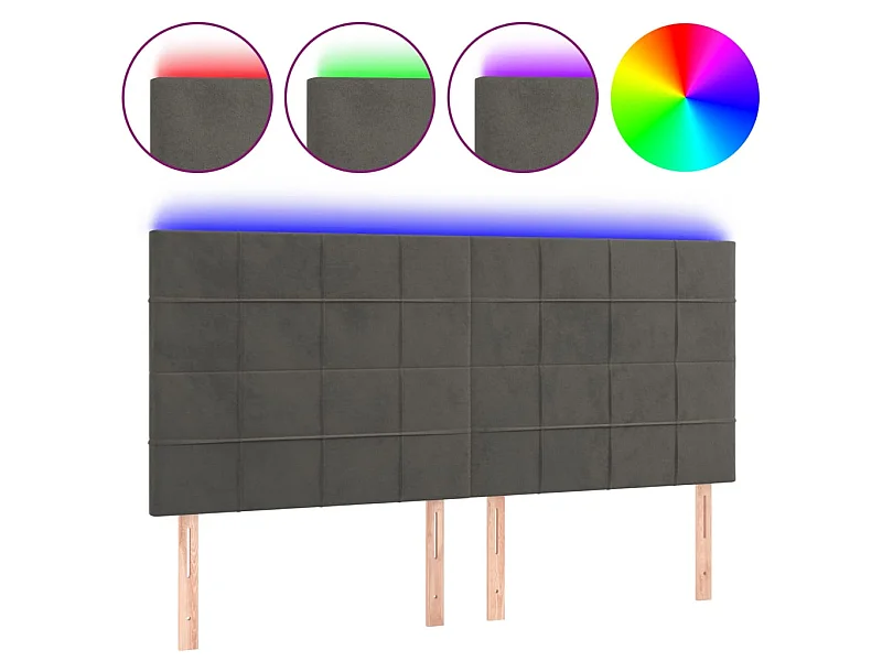 Cabecero con luces LED terciopelo gris oscuro 200x5x118/128 cm ES30823