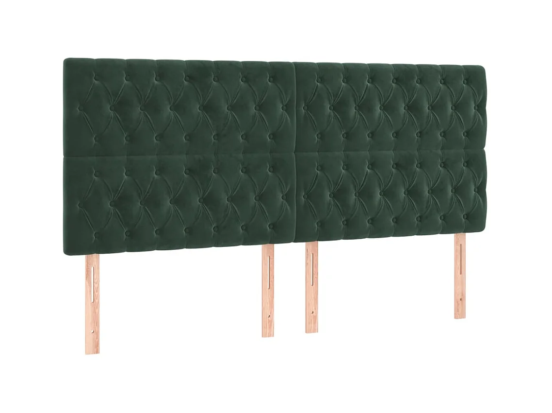 Têtes de lit 4 pcs Vert foncé 100x7x78/88 cm Velours POI67595 BonneVie Meuble