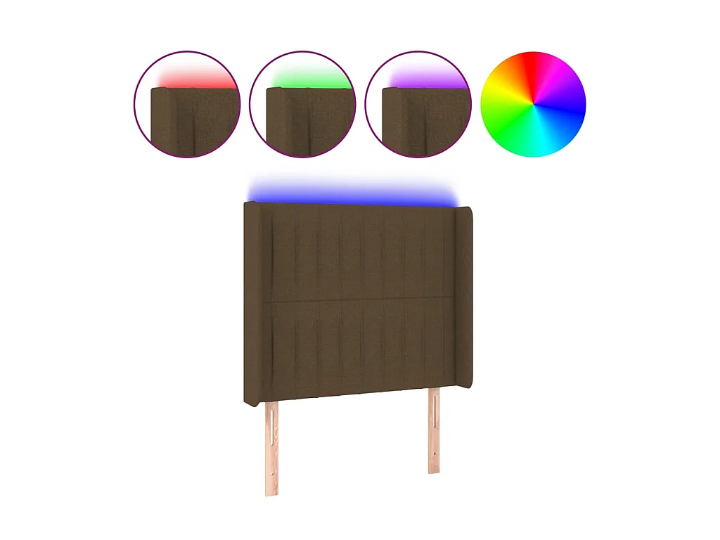 Tête de lit à LED Marron foncé 103x16x118/128 cm Tissu POI43060 BonneVie Meuble