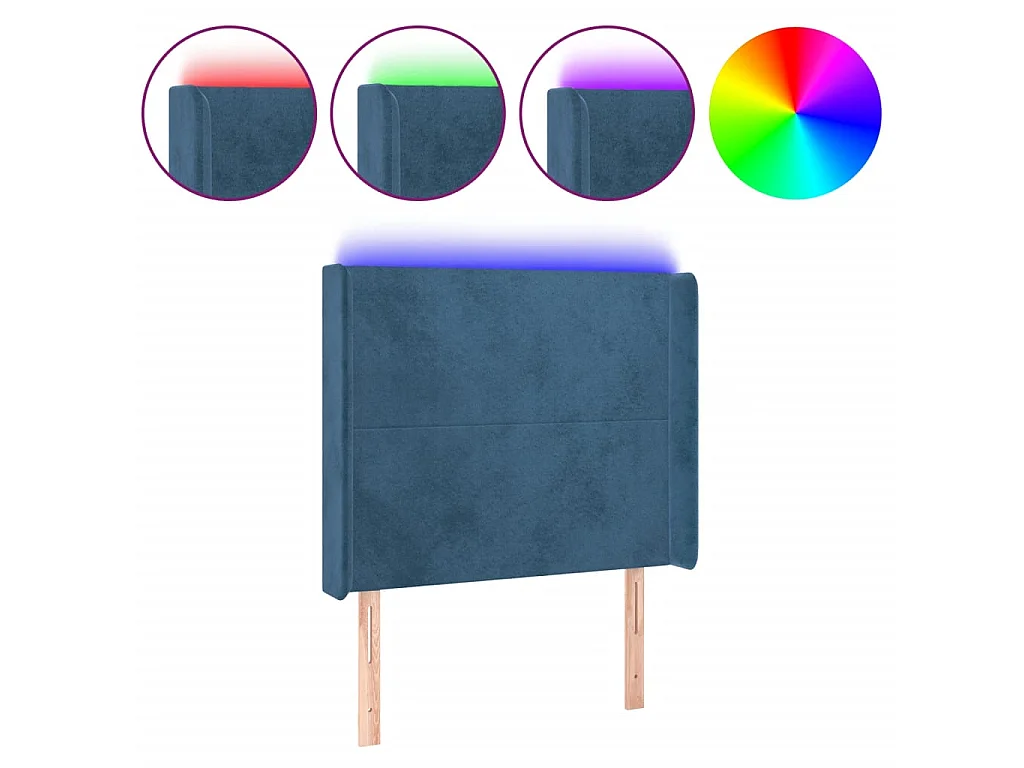 LED Kopfteil,Bettkopfteil Dunkelblau 83x16x118/128 cm Samt -gkd525362