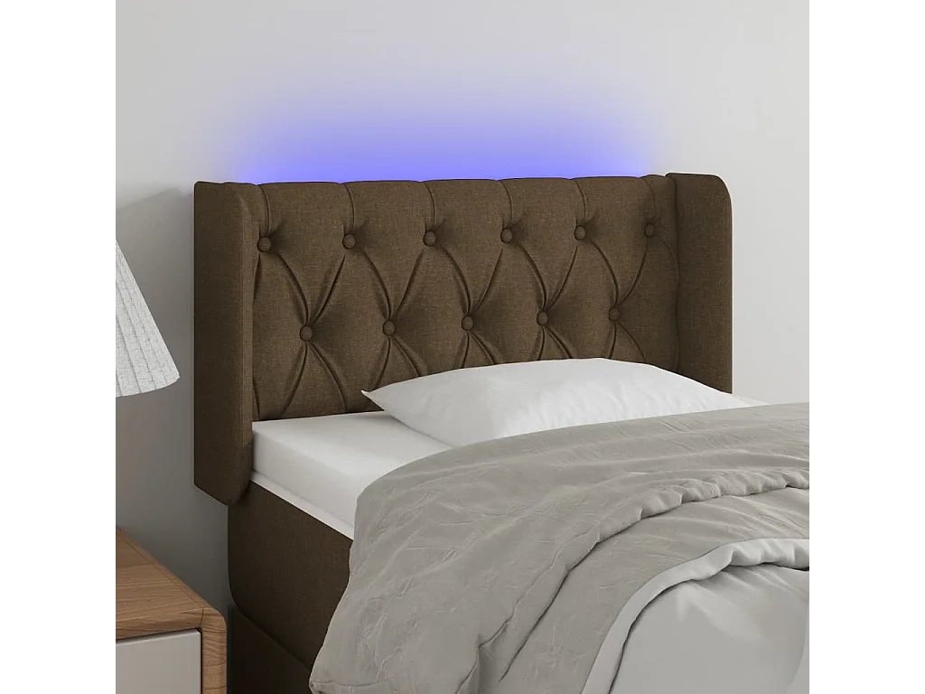 Cabeceira de cama c/ luzes LED tecido 83x16x78/88 cm castanho PT210359