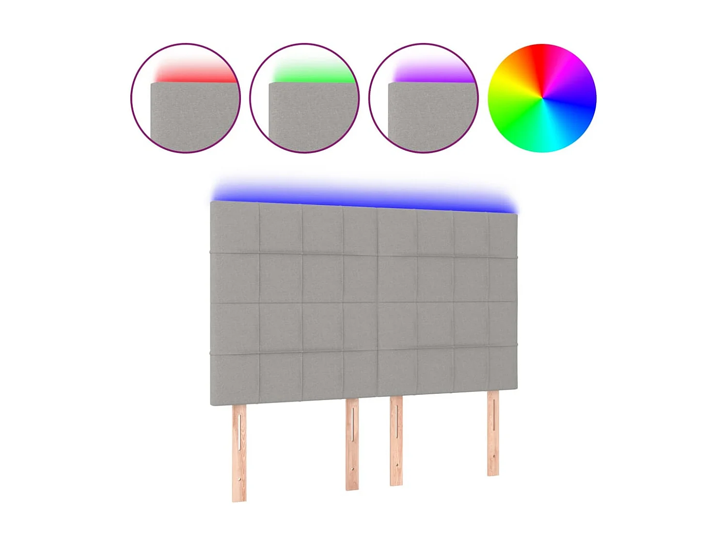 Hoofdbord LED 144x5x118/128 cm stof lichtgrijs NL981273