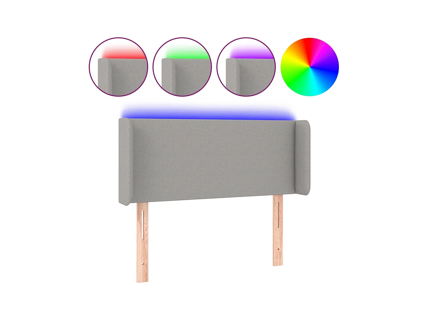 Tête de lit à LED Gris clair 93x16x78/88 cm Tissu POI72517 BonneVie Meuble