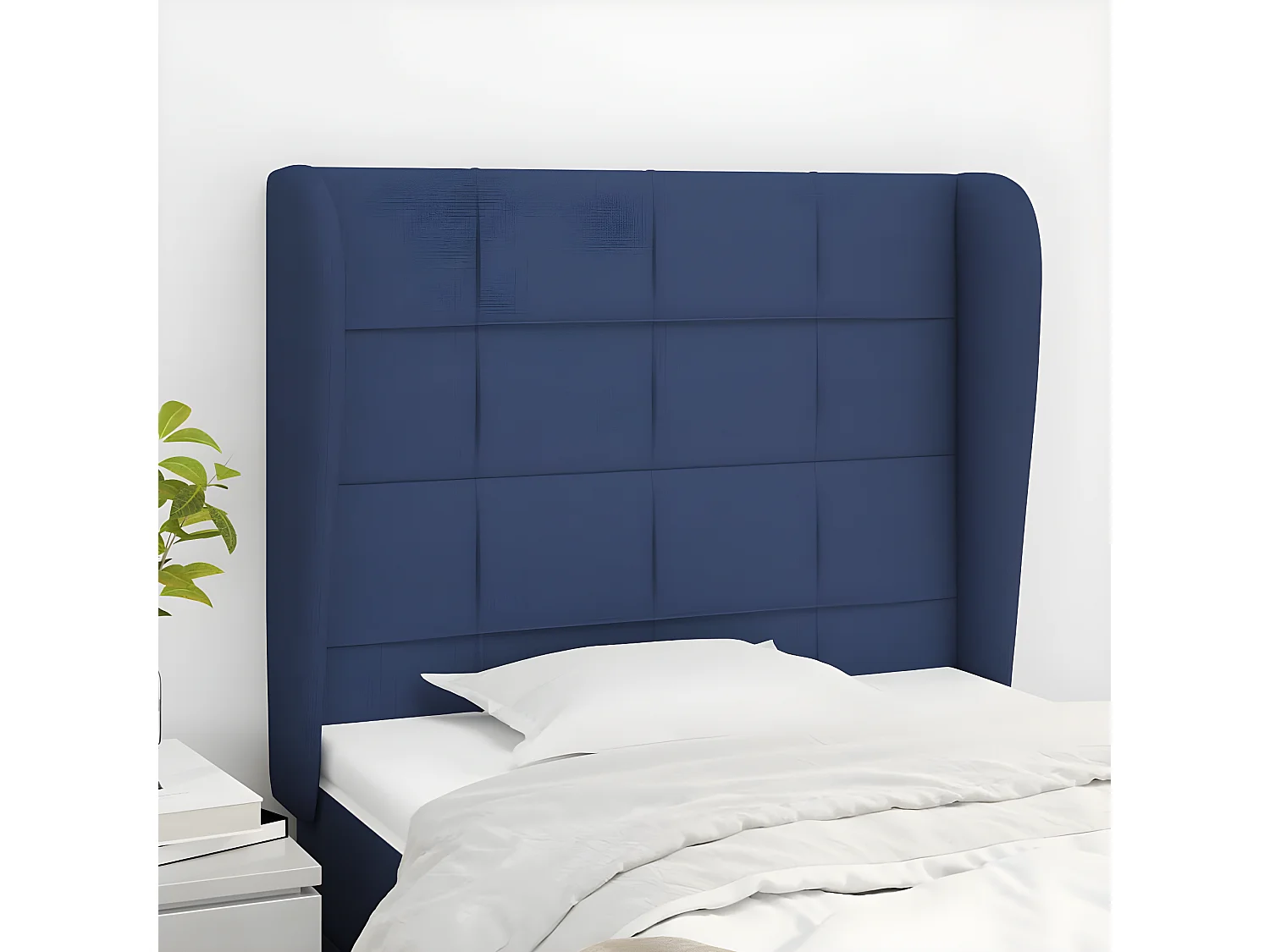 Cabecero con orejas de tela azul 103x23x118/128 cm ES62222