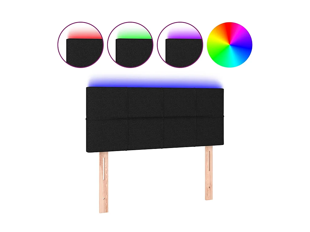 Tête de lit à LED Noir 100x5x78/88 cm Tissu POI87414 BonneVie Meuble