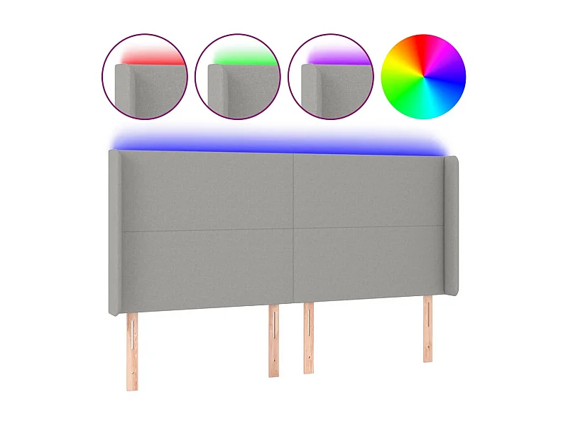 Testiera | Testata del letto a LED Grigio Chiaro 163x16x118/128 cm in Tessuto