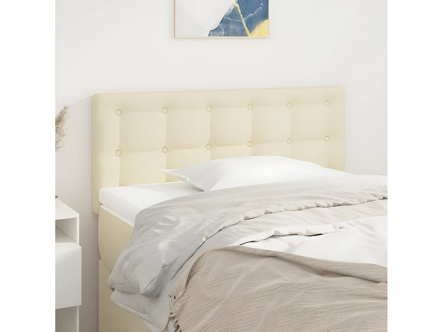 Tête de lit Crème 80x5x78/88 cm Similicuir POI13666 BonneVie Meuble