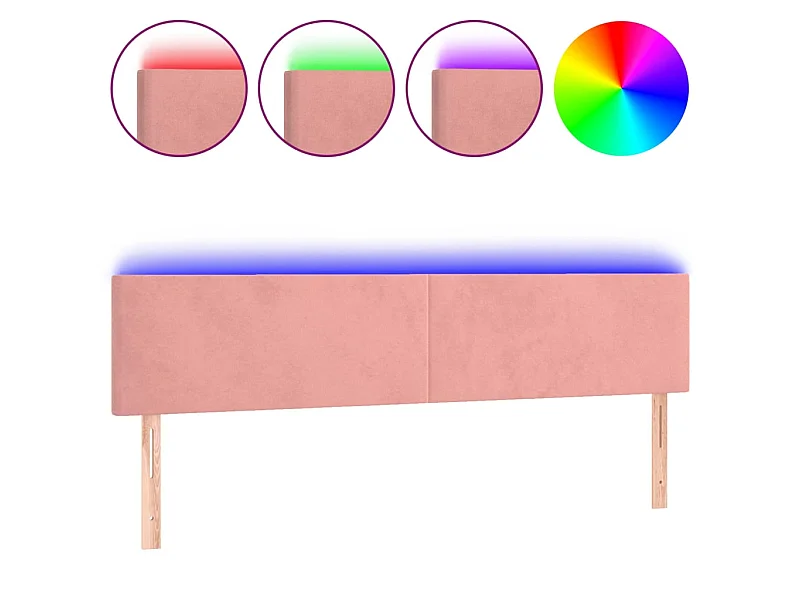 Cabeceira de cama c/ luzes LED veludo 200x5x78/88 cm rosa PT925034