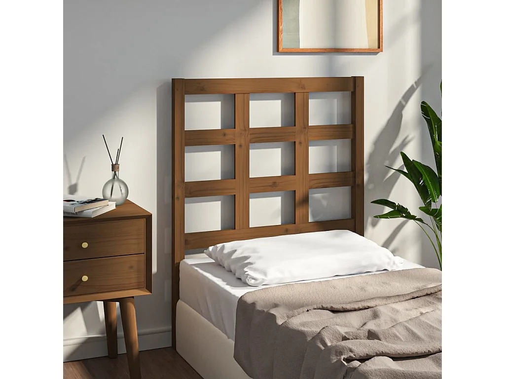 Tête de lit Marron miel 80,5x4x100 cm Bois massif de pin POI55511 BonneVie Meuble