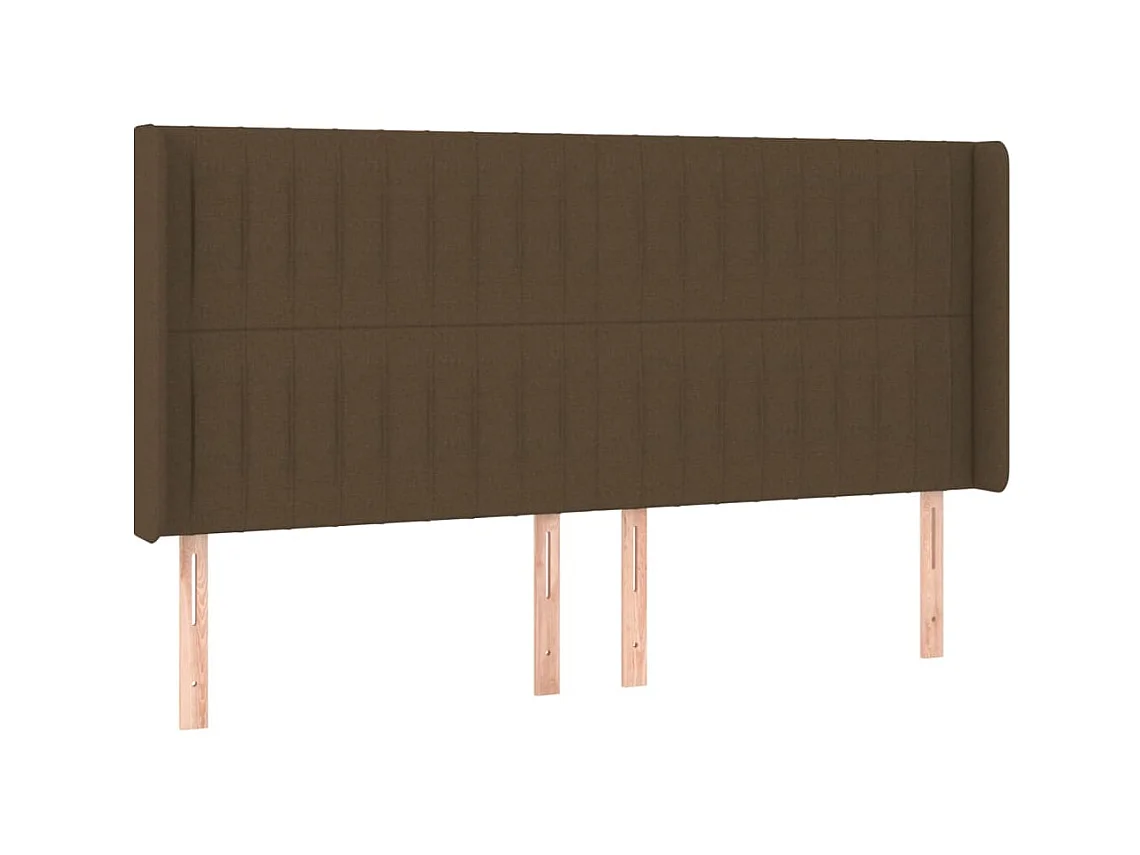 Tête de lit avec oreilles Marron foncé 203x16x118/128 cm Tissu POI18926 BonneVie Meuble