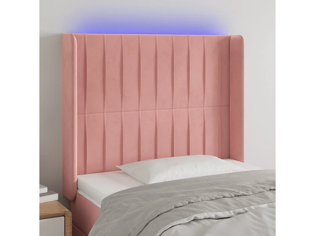 Tête de lit à LED Rose 83x16x118/128 cm Velours POI49887 BonneVie Meuble