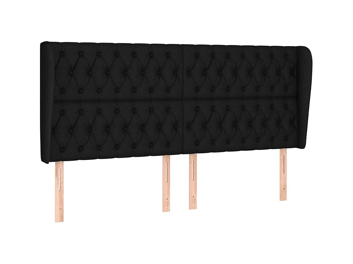 Testiera | Testata del letto ad Orecchio Nera 203x23x118/128 cm in Tessuto