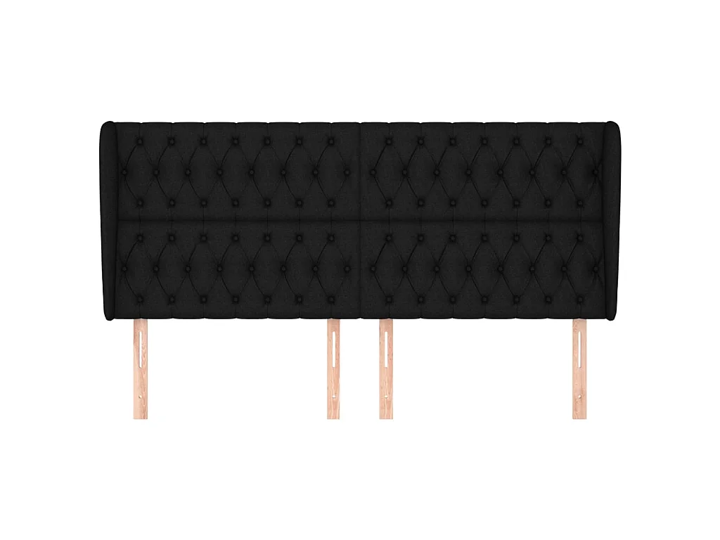 Tête de lit avec oreilles Noir 203x23x118/128 cm Tissu POI98542 BonneVie Meuble