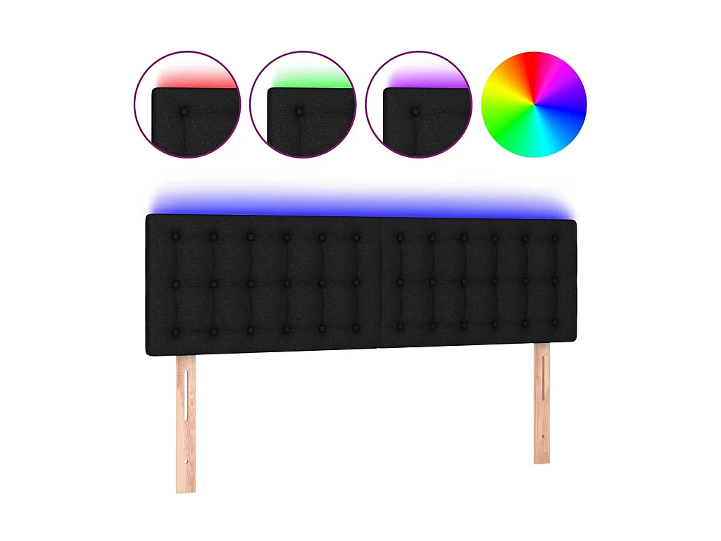 LED Kopfteil,Bettkopfteil Schwarz 144x5x78/88 cm Stoff -gkd687293