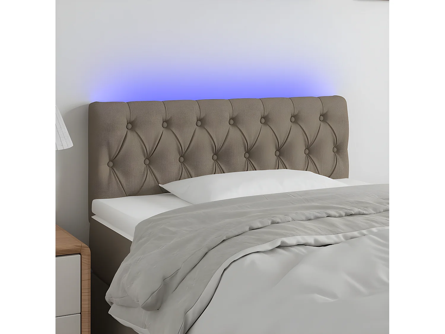 Tête de lit à LED Taupe 100x7x78,88 cm Tissu PEWV76564 BonneVie Meuble