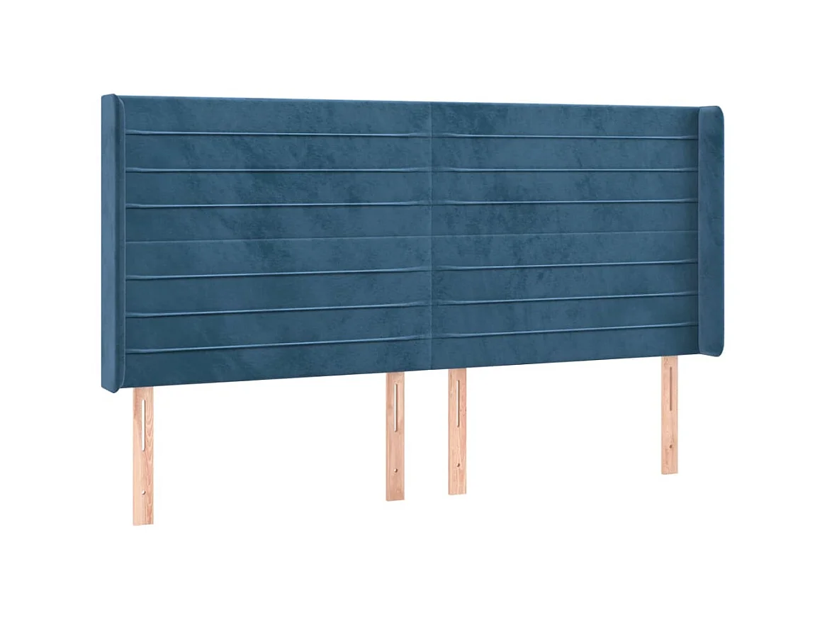 Hoofdbord met randen 203x16x118/128 cm fluweel donkerblauw NL154693