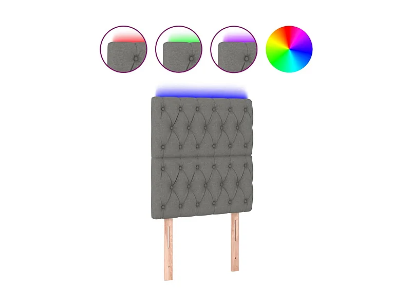 Testiera | Testata del letto a LED Grigio Scuro 80x7x118/128 cm in Tessuto