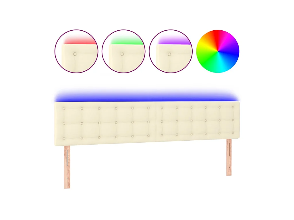 Tête de lit à LED Crème 180x5x78/88 cm Similicuir POI87996 BonneVie Meuble
