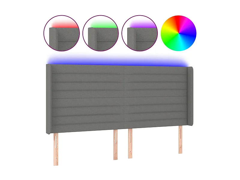 Hoofdbord LED 183x16x118/128 cm stof donkergrijs NL567422