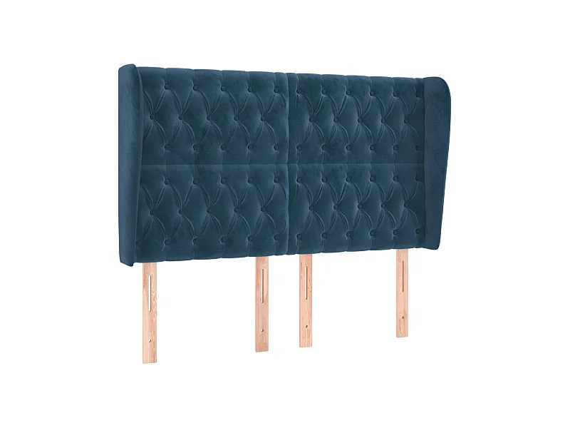 Kopfteil,Bettkopfteil mit Ohren Dunkelblau 163x23x118/128 cm Samt -gkd241690