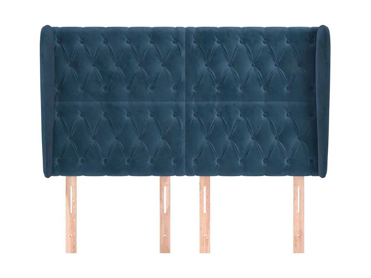Tête de lit avec oreilles Bleu foncé 163x23x118/128 cm Velours POI44662 BonneVie Meuble