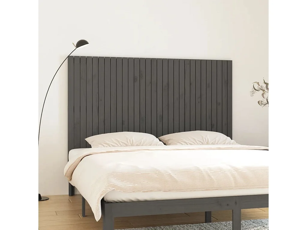 Tête de lit murale Gris 185x3x110 cm Bois massif de pin POI28827 BonneVie Meuble