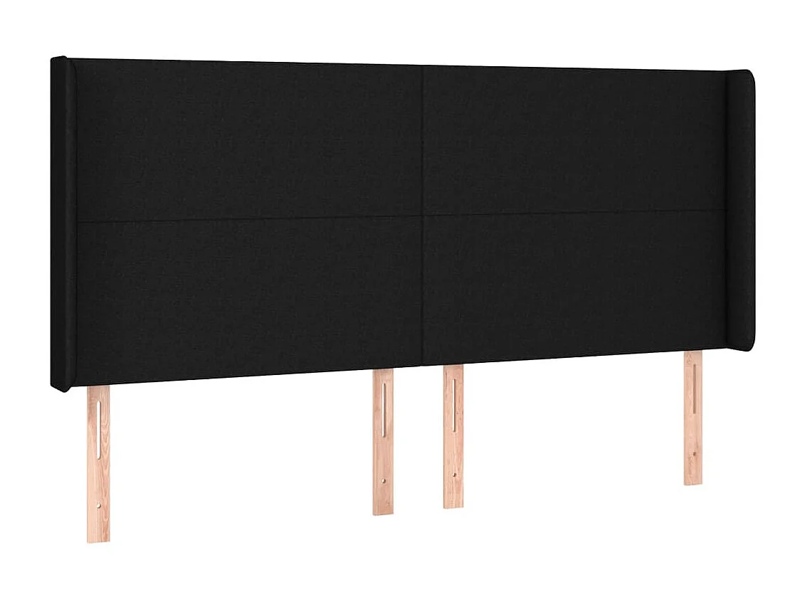 Tête de lit avec oreilles Noir 183x16x118/128 cm Tissu POI68786 BonneVie Meuble