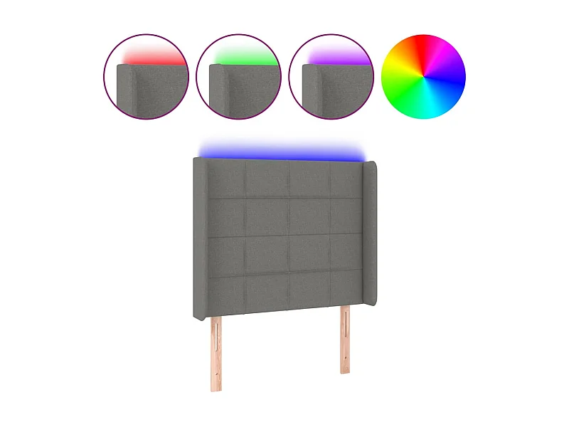 Testiera | Testata del letto a LED GrigioScuro 103x16x118/128cm inTessuto