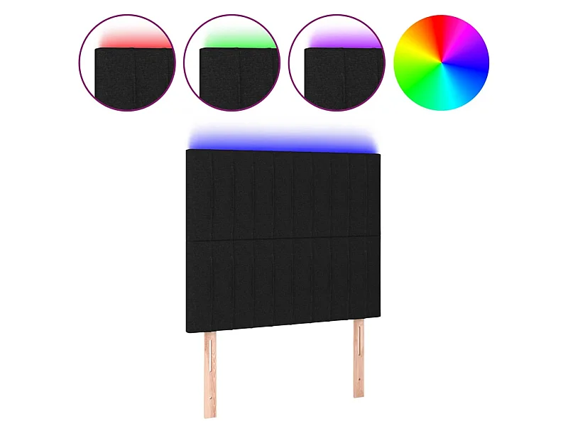 Tête de lit à LED Noir 80x5x118/128 cm Tissu POI56459 BonneVie Meuble