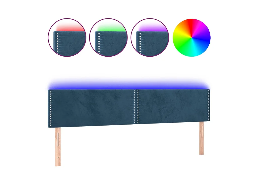 Tête de lit à LED Bleu foncé 180x5x78/88 cm Velours POI30558 BonneVie Meuble