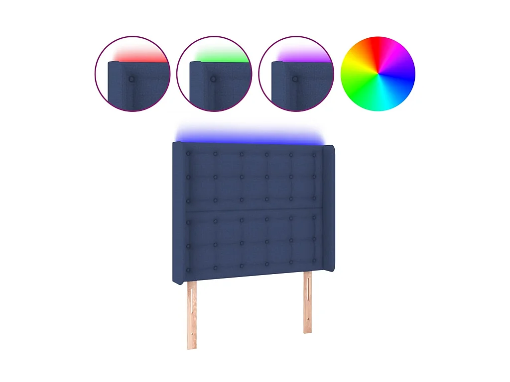 Tête de lit à LED Bleu 83x16x118/128 cm Tissu POI76109 BonneVie Meuble