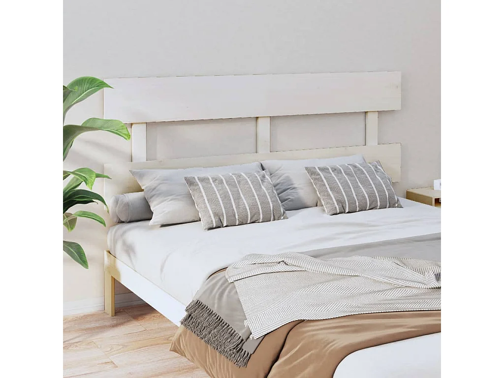 Tête de lit Blanc 164x3x81 cm Bois massif de pin POI83462 BonneVie Meuble