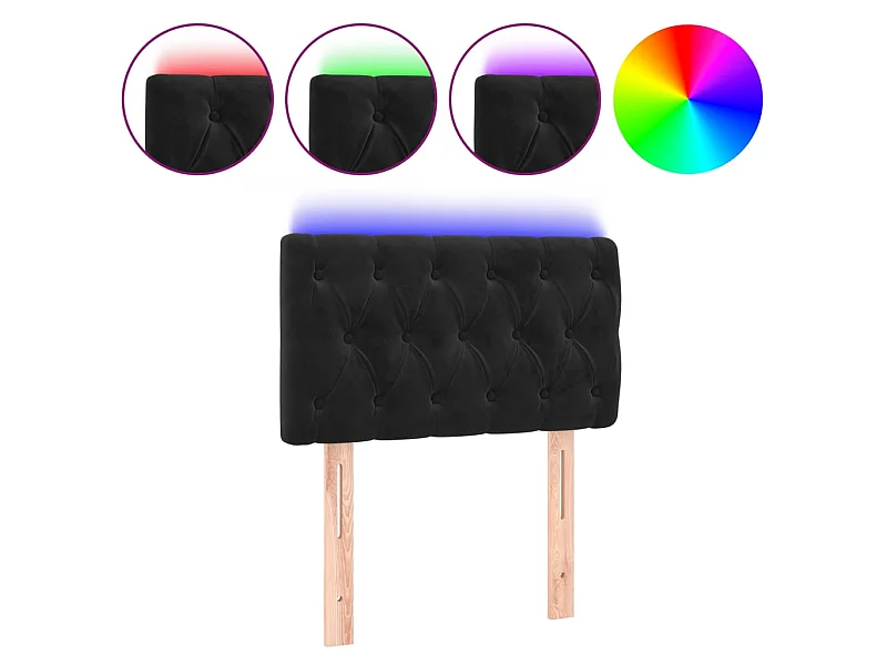 Cabeceira de cama c/ luzes LED veludo 80x7x78/88 cm preto PT243339
