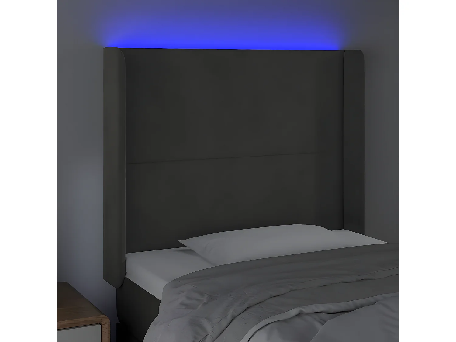 Tête de lit à LED Gris foncé 93x16x118/128 cm Velours POI74099 BonneVie Meuble