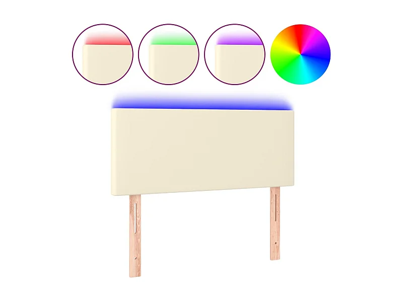 Cabecero con LED cuero sintético color crema 100x5x78/88 cm ES19874