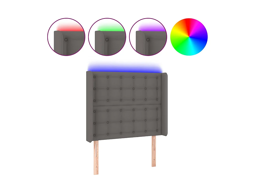 Tête de lit à LED Gris 103x16x118/128 cm Similicuir POI29244 BonneVie Meuble