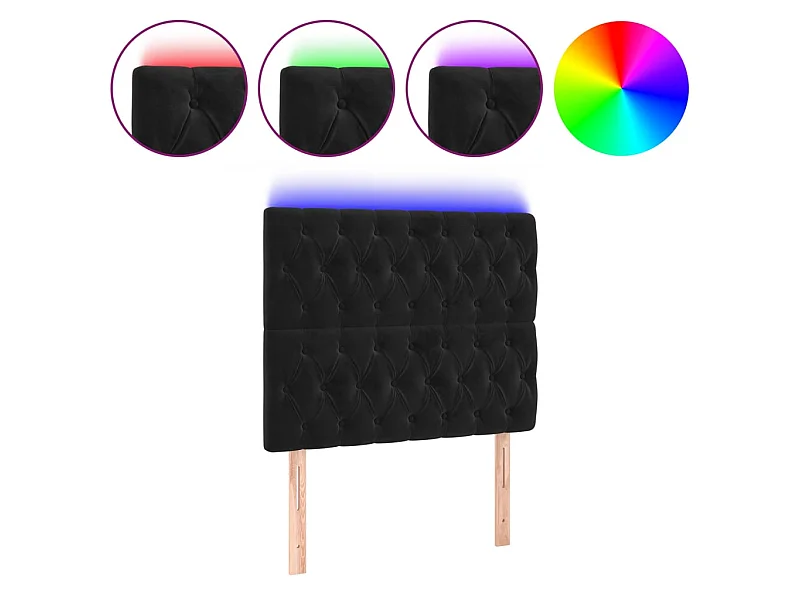 Tête de lit à LED Noir 90x7x118,128 cm Velours LKC64471 BonneVie Meuble