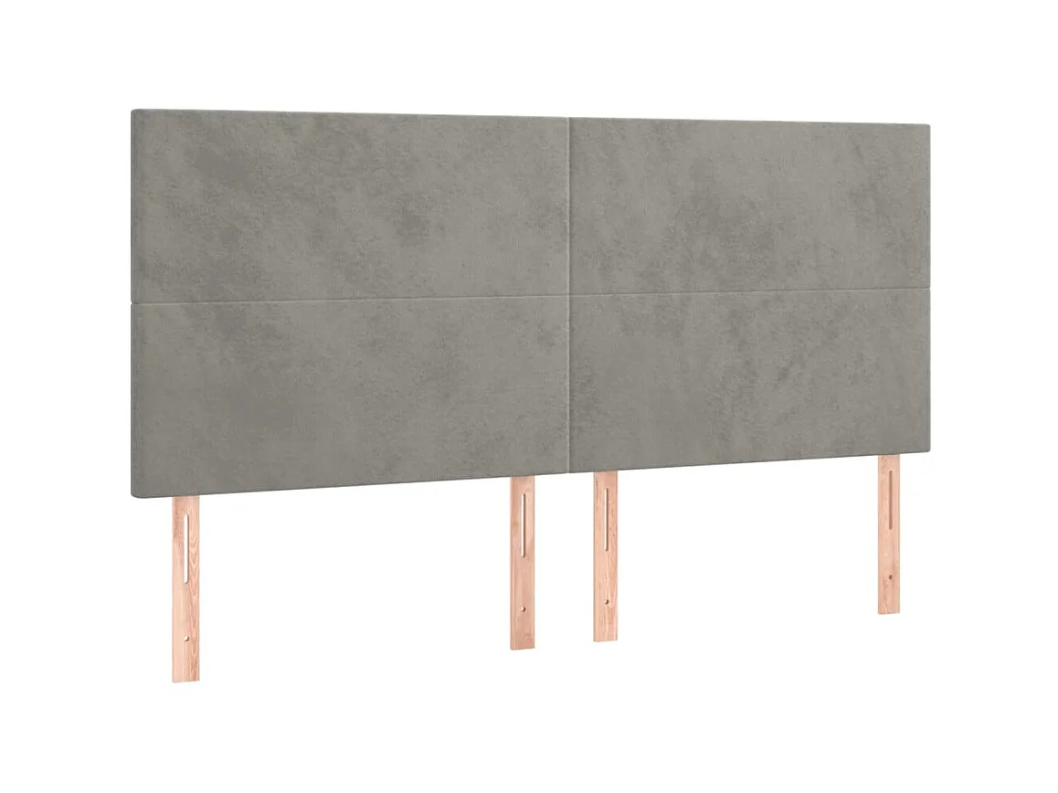 Têtes de lit 4 pcs Gris clair 80x5x78/88 cm Velours POI43922 BonneVie Meuble
