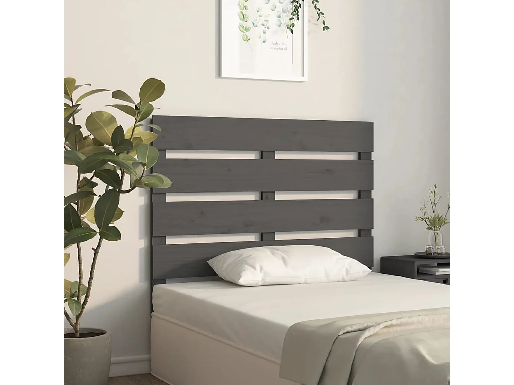 Tête de lit Gris 100x3x80 cm Bois massif de pin POI31550 BonneVie Meuble